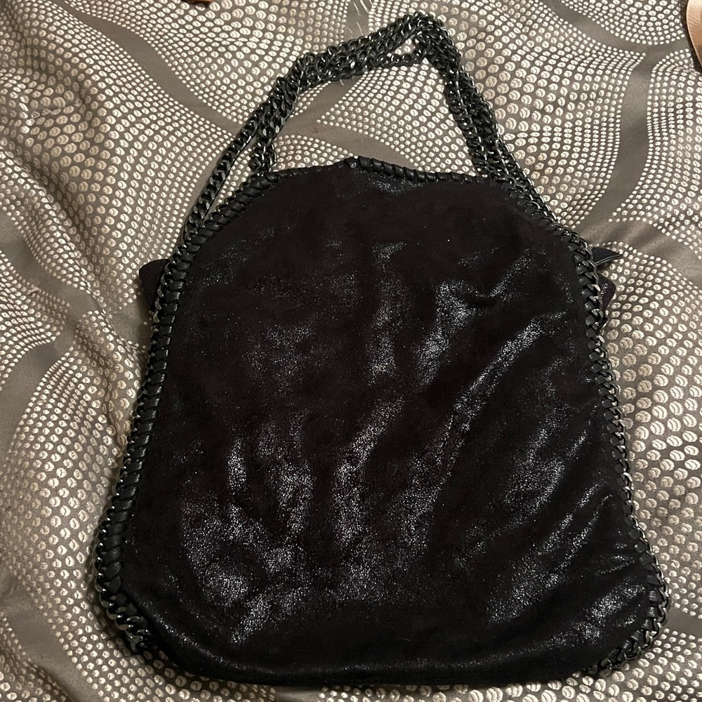 Chic Black Tote with Chain Straps